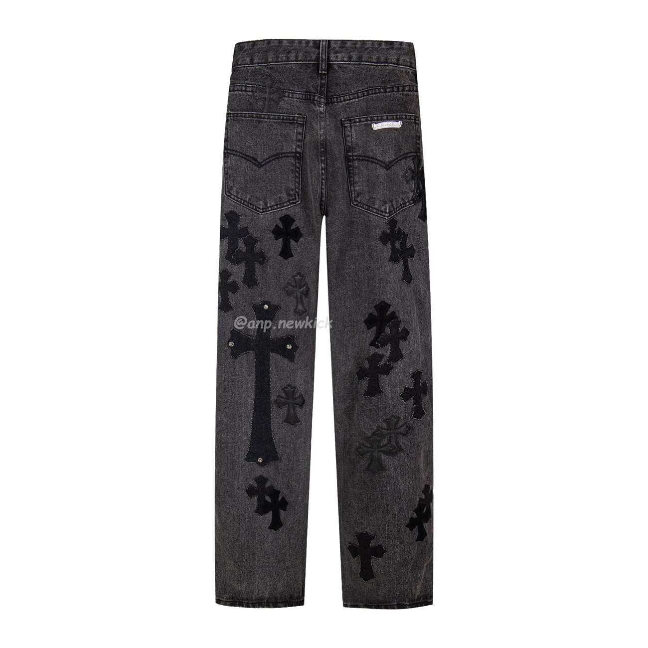 Chrome Hearts Black Grey Silver Cross Patch Jeans (5) - www.newkick.org